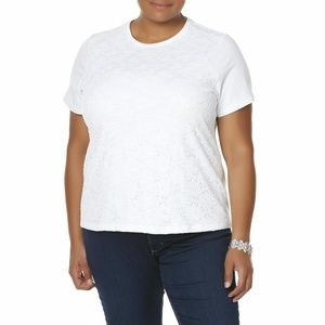 Basic Editions Women's Plus Lace-Front T-Shirt